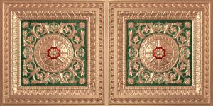 Faux Gold Green Red Design 8223 Ceiling Tile