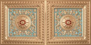 Faux Gold Sky Blue Red Design 8223