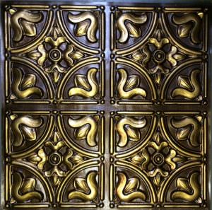 Faux Antique Gold PVC Ceiling Tile Glue On Design 148
