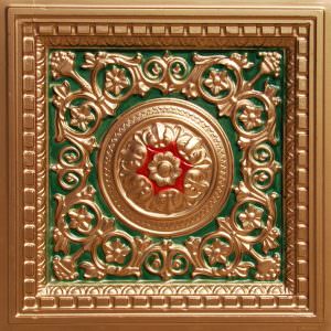 Faux Patina Gold Red Ceiling Tile Design VC 2