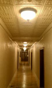 Cream Ceiling Tile Hallway Design 301