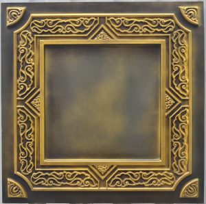 Faux Antique Gold Drop-in Grid Ceiling Tile Design 304
